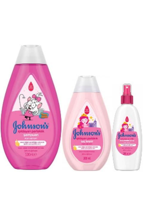 Johnson's Işıldayan Parlaklık Seti Şampuan 500 ml, Saç Kremi 300 ml, Kolay Tarama Spreyi 200 ml