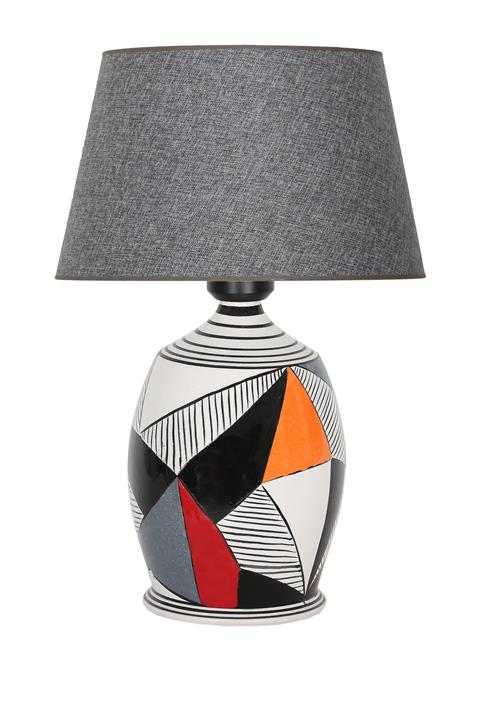 Vinner Origami Seramik Abajur - Hasır Gri