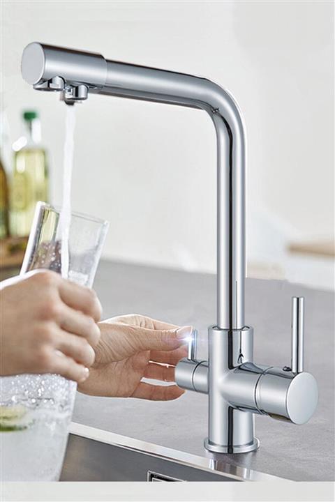 KUSTAR Arıtma Çıkışlı Mutfak Eviye Bataryası 3 Yollu Musluk Garantili