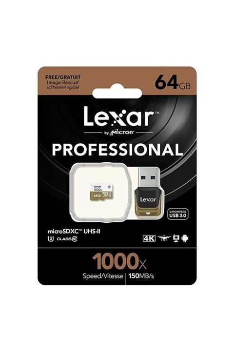 Lexar 64 gb 1000x U3 4k Micro Sd Hafıza Kartı + Usb 3.0 Kart Okuyucu
