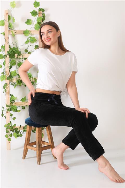 Arvin Kadın Kadife Siyah Renk Pijama Altı