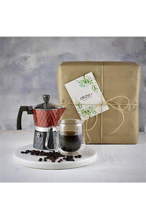 Akayev Diamante 3 Moka Pot Çift Cidar Kupa Seti