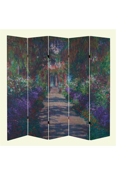 StellaStore Claude Monet 5 Kanatlı Oda Bölücü Çift Taraflı Kanvas Paravan