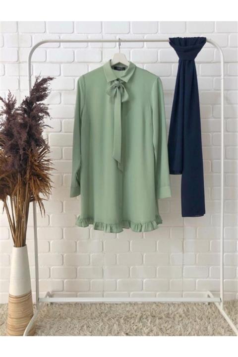 Allmıss Fırfırlı Tunik 1020-su Yeşili