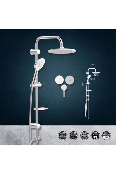 Valtemo Deluxe Grey Rain Duş Seti