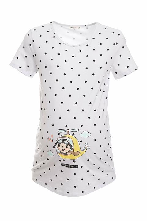 DeFacto Kadın Ekru Slim Fit Baskılı Hamile Tişört R2086AZ20SP