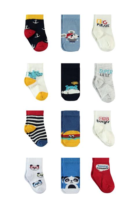 Step Erkek Bebek 12'li Çorap Set 0-24 Ay Mavi