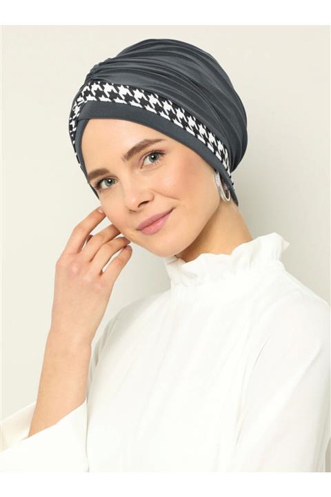 Mervin Şal Kazayağı Şeritli Çapraz Bone - Antrasit -