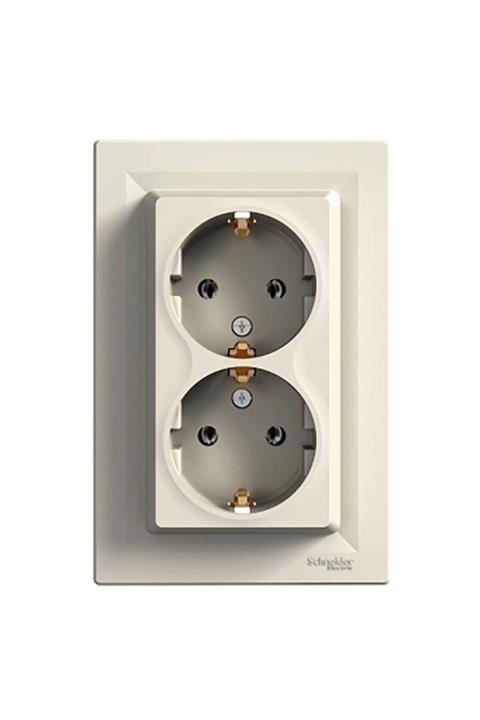 SCHNIDER Asfora 2 Li Topraklı Piriz Çerçeveli 3 Adet Krem