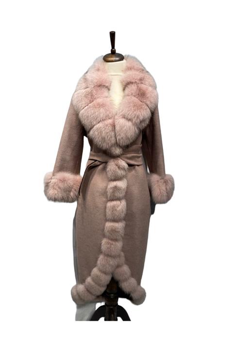 Milano Calvino Sultan Kürklü Alpaka Palto ( Pembe )