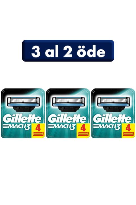 Gillette Mach3 Yedek Tıraş Bıçağı 4'lü (3 Al 2 Öde)