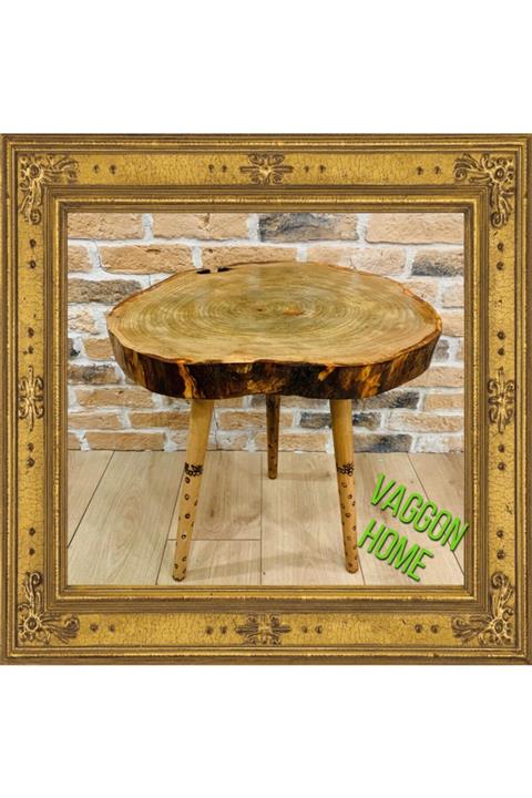 vaggon home Doğal Kalp Şeklinde Zigon Ahşap Kütük Sehpa