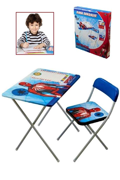 Toysberg Çocuk Ders Çalışma Masası Örümcek Adam - Katlanabilir Ders Çalışma Masası Ve Sandalye