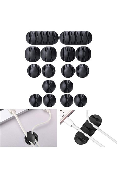 NO.8 HOUSE Çok Amaçlı Kablo Tutucu Akrilik Güçlü Yapışkanlı Organizer Düzenleyici 16 Parça Set Kolay Kullanımlı