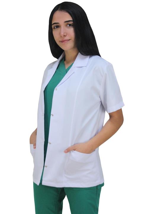 DrMia Doktor Önlüğü Iş Ceketi Kısa Kollu Kadın Beyaz Renk