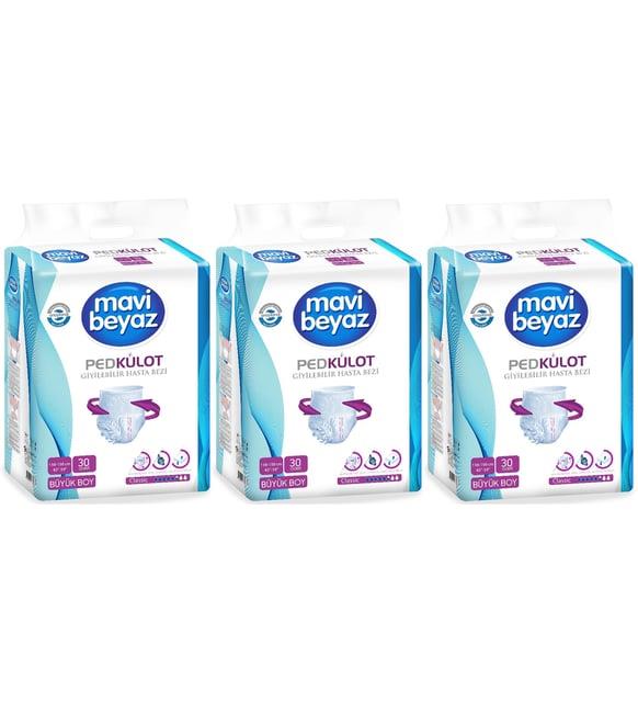 Mavi beyaz Ped Emici Külot Hasta Bezi Large Büyük 90 Adet