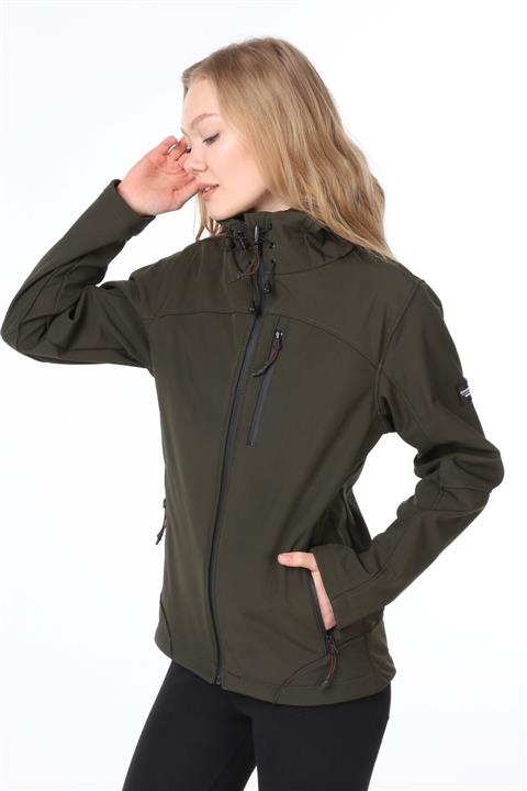 GHASSY CO. Kadın Haki Su Rüzgar Geçirmez Softshell Spor Mont