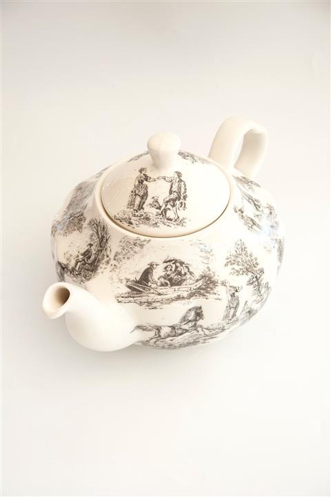 Bursa Porselen Dekor Siyah Ingiliz Desen Porselen Demlik