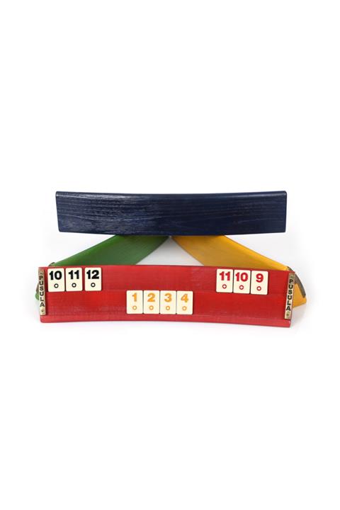 Pusula Oyun Rengarenk Doğal Ahşap Oval Okey Takımı