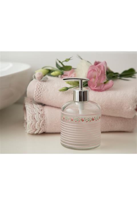 English Home Allure Rosa Cam Banyo Sıvı Sabunluk 8x14 Cm Gümüş
