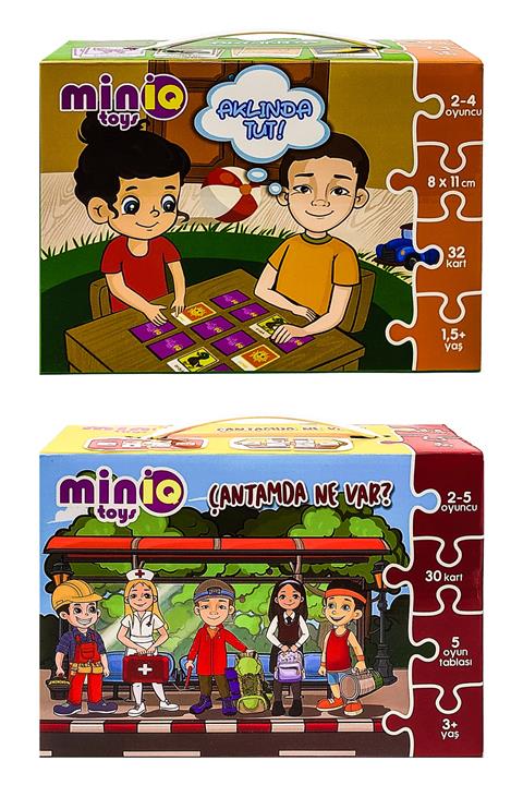 minİQ toys Çantamda Ne Var  + Aklında Tut Hafıza Oyunu 2'li Set Eğitici-öğretici Yapboz