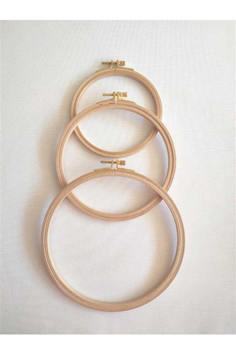 Bade Tasarım Atölyesi Ahşap Nakış Kasnağı Vidalı 3 lü