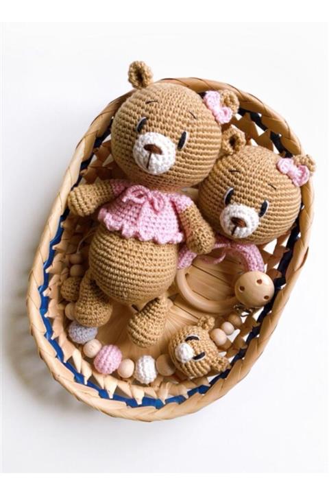 USTAHOBİEVİ Amigurumi Ayıcık Hediyelik Yenidoğan Set