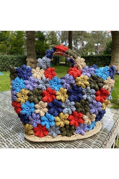 crafttatelier Elörgüsü Çok Renkli Plaj Çantası