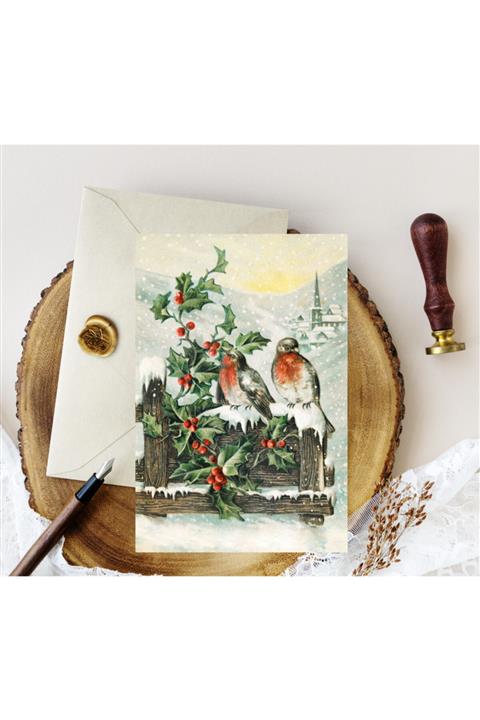 Kartpostal Kutusu 5'li Kartpostal - Noel Kuşları