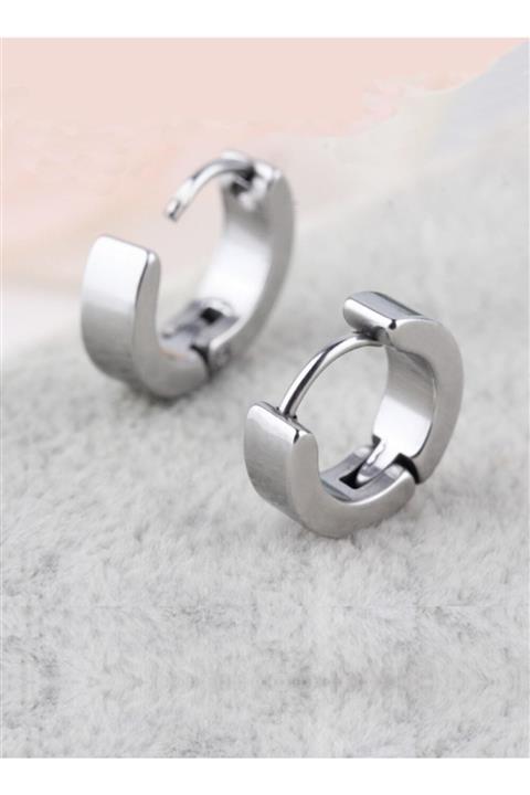 Baykuş Erkek Gri Titanyum Çift Küpe