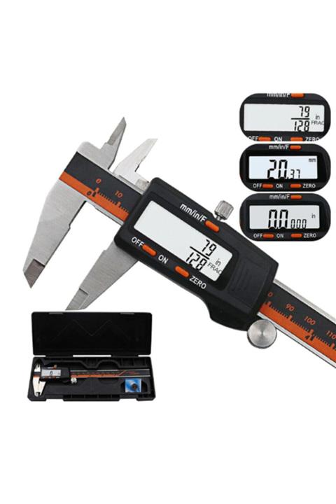 ZAUSS 150mm Lcd Ekranlı Çelik Dijital Kumpas Hassas Ölçüm 4 Fonksiyonlu Kutulu
