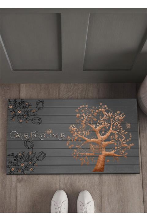 Ardizayn Welcome Yazılı Dekoratif, Kaymaz, Deri Taban, Yıkanabilir, Kapı Önü Paspası 40 Cm X 60 Cm