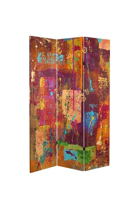 StellaStore Diamone Paravan 3 Kanatlı Oda Bölücü Çift Taraflı Kanvas Paravan