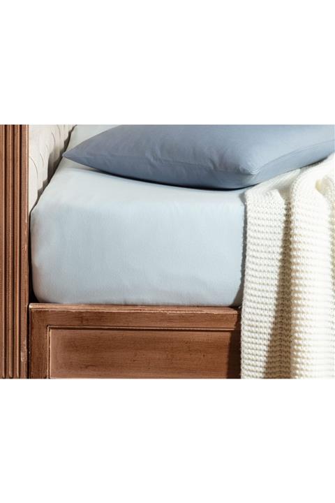 Madame Coco Valeria Çift Kişilik Lastikli Penye Çarşaf - Mavi