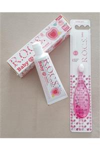 R.O.C.S. Elma Püresi Diş Macunu 35 ml Ve Pembe Diş Fırçası  0-3 Yaş Baby Set