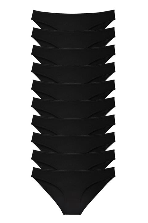 Cadderoyal Kadın Siyah Likralı Slip Külot 10 Adet