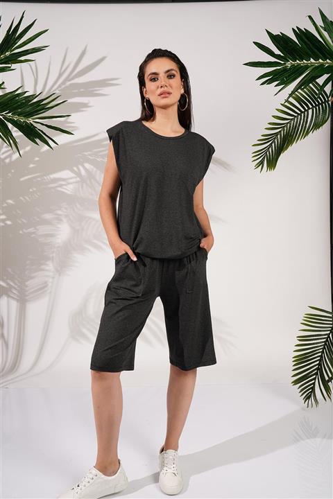 Nelly Büyük Beden Siyah Omuzu Vatkalı Bluz