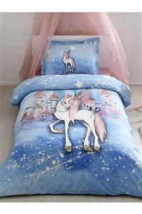 Özdilek Unicorn Dream Tek Kişilik Fosforlu Nevresim Takımı Mavi