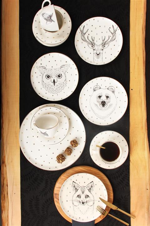 Porland Forest 13 Parça 4 Kişilik Pasta Çay Takımı