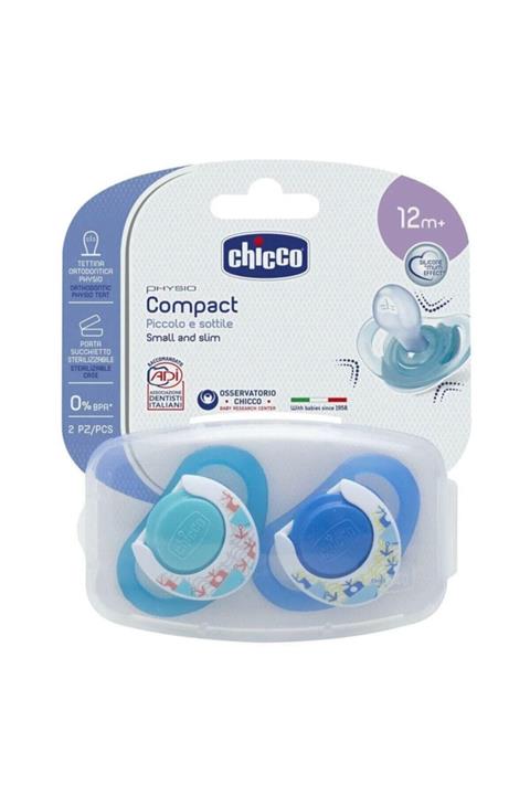 Chicco Physio Compact Silikon Emzik 12 Ay Erkek 2li