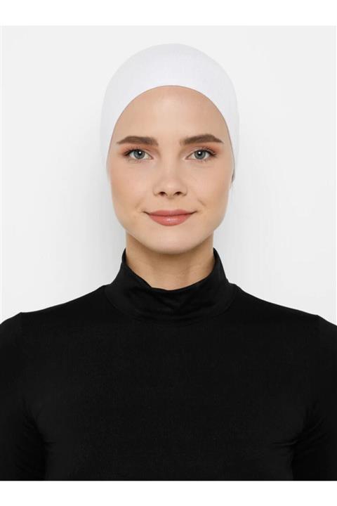 Shalista Kadın Beyaz Penye Dikişsiz Bone