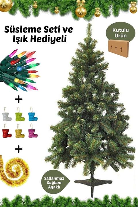 PARTİPORT Kutulu Sağlam Gövdeli Sallanmaz Ayaklı Yılbaşı Çam Noel Ağacı 90 Cm