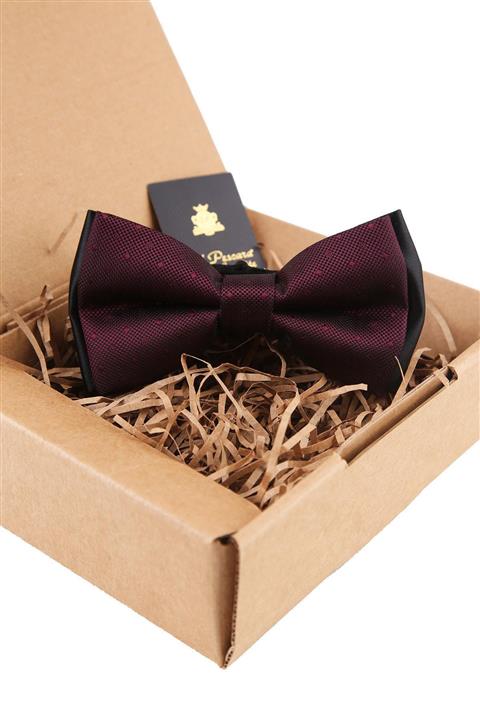 Kravatkolik Erkek Mürdüm Kendinden Desen Papyon P1526