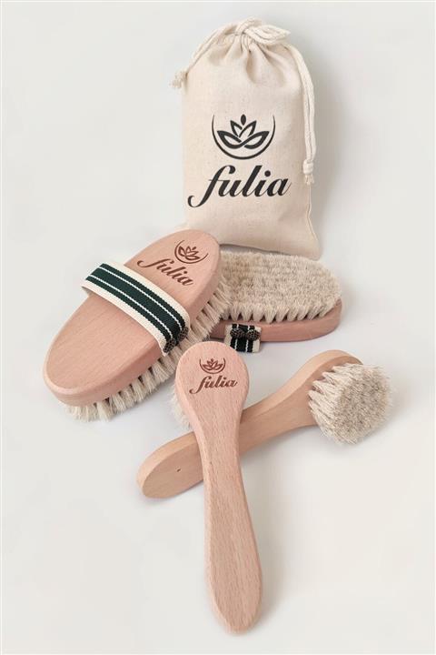Fulia %100 Doğal At Kılı Selülit Fırçası Ve At Kılı Yüz Fırçası Ikili Set
