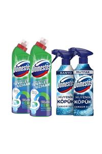 Domestos Tuvalet Uzmanı 750 Ml X 2 + Hijyenik Köpük Banyo 450 Ml + Hijyenik Köpük Mutfak 450 Ml