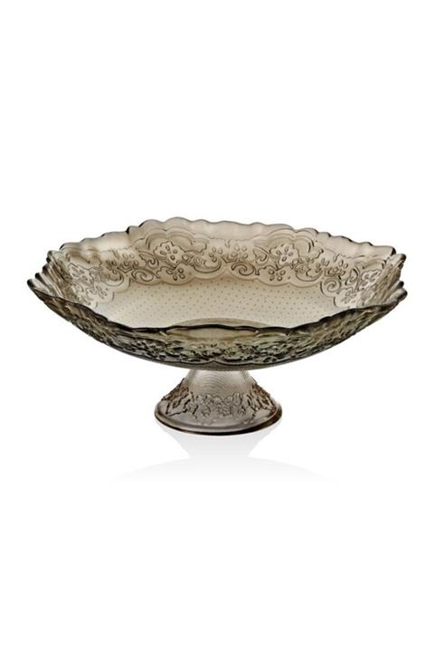 Cemile Dantel Luster Füme Ayaklı Meyvelik 30 Cm