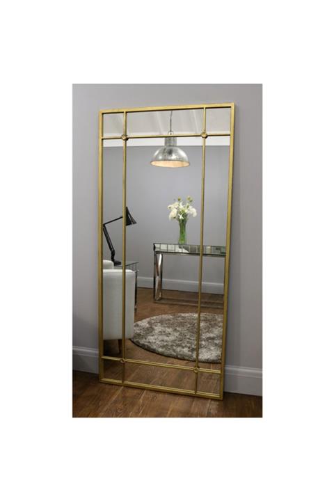 Red Proje Button Rect Çerçeve Lake Ayna Gold 65*100cm