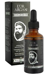 L'Or Argan Men Beard Oil Nemlendirici Onarıcı Argan Bakım Yağı Saç Sakal Serumu 50ml