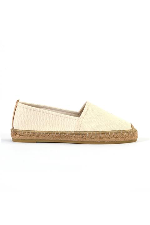 Su Espadril Espadril Aileen Beyaz Balık Sırtı Keten Ayakkabı