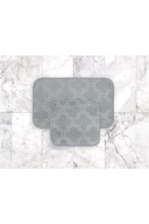 Madame Coco Alsatia 2'li Banyo Paspası - Açık Mavi - 50x80 + 45x50 Cm